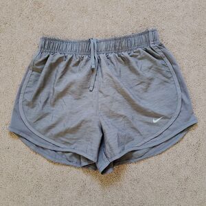 Nike Running Shorts Women's Dri FIT Tempo Brief Lined Grey Size Small Drawstring